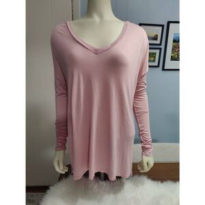 LAmade 100% micromodal, oversized, blush, long sleeve, v-neck t-shirt, new with